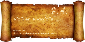 Héder András névjegykártya