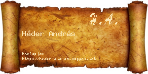 Héder András névjegykártya